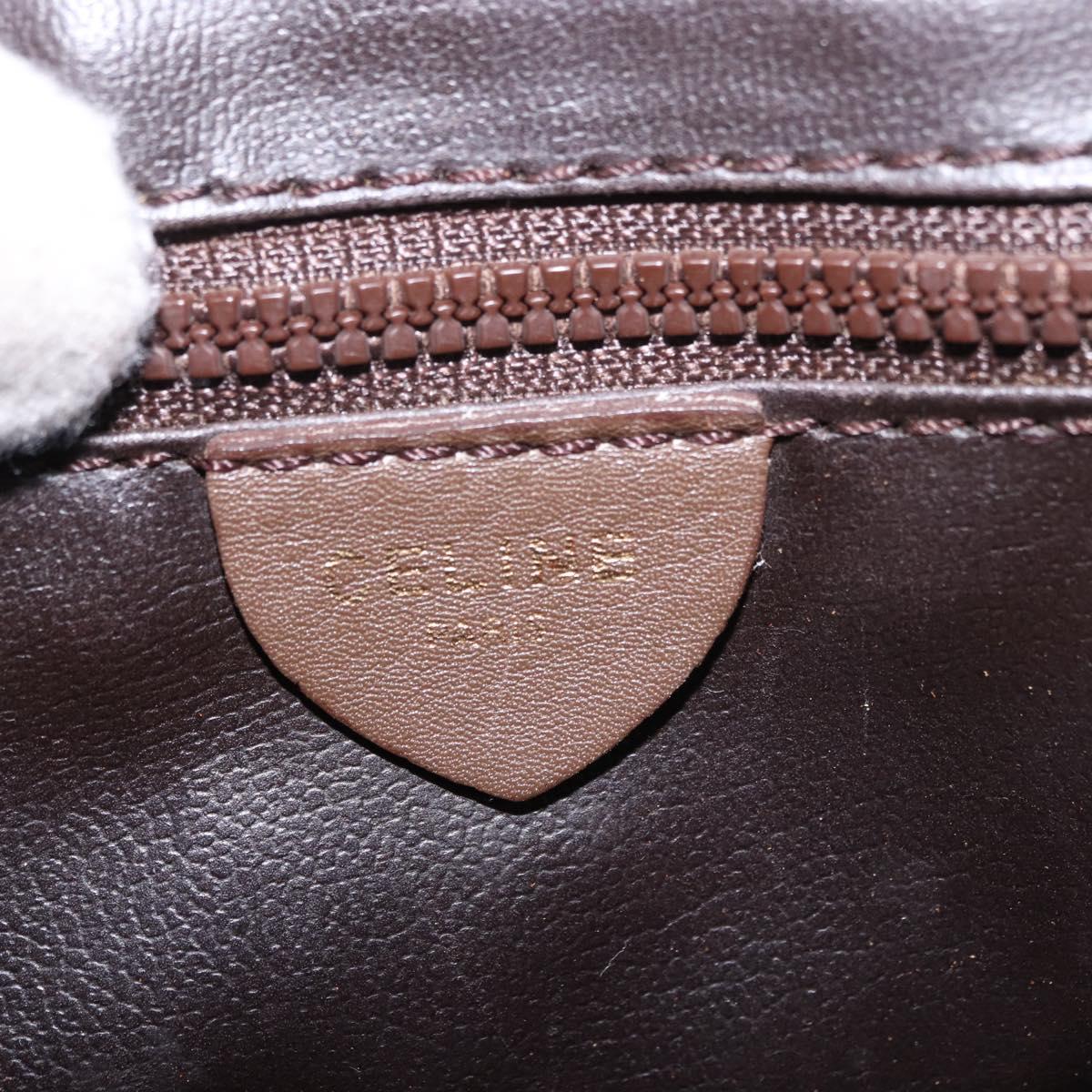 CELINE Macadam Shoulder Bag Leather Brown Gold Auth 189957