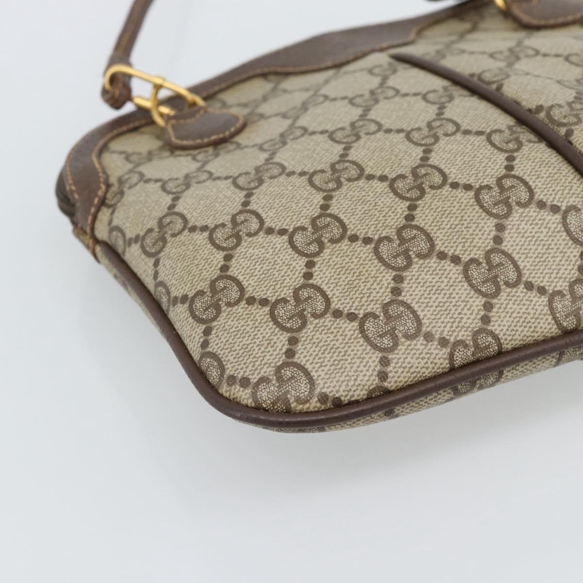 GUCCI GG Supreme Web Sherry Line Bag PVC Beige Gold 904 02 047 Auth 189958