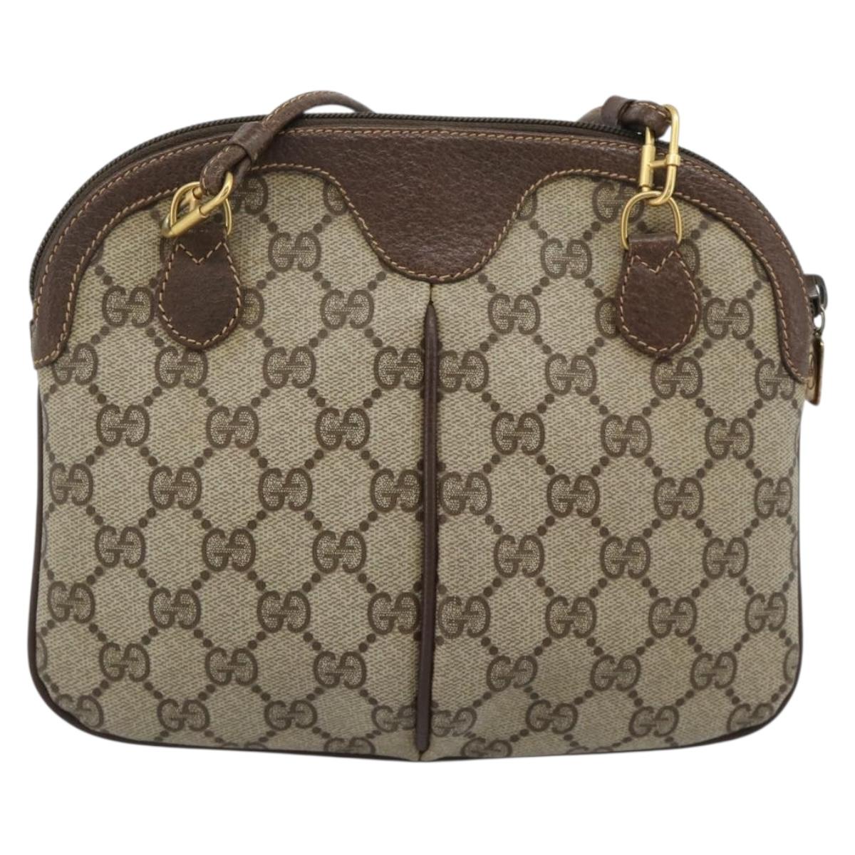 GUCCI GG Supreme Web Sherry Line Bag PVC Beige Gold 904 02 047 Auth 189958