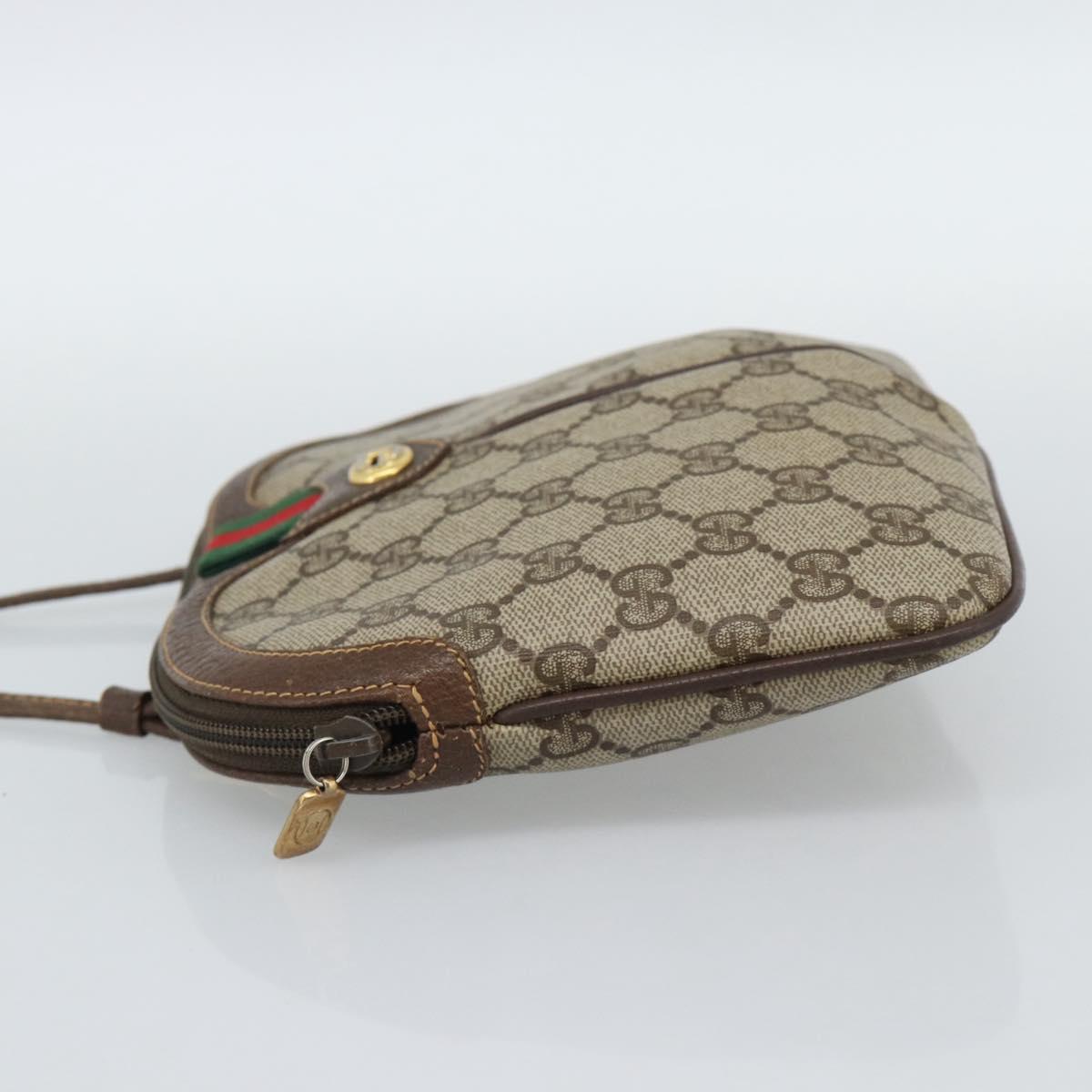 GUCCI GG Supreme Web Sherry Line Bag PVC Beige Gold 904 02 047 Auth 189958