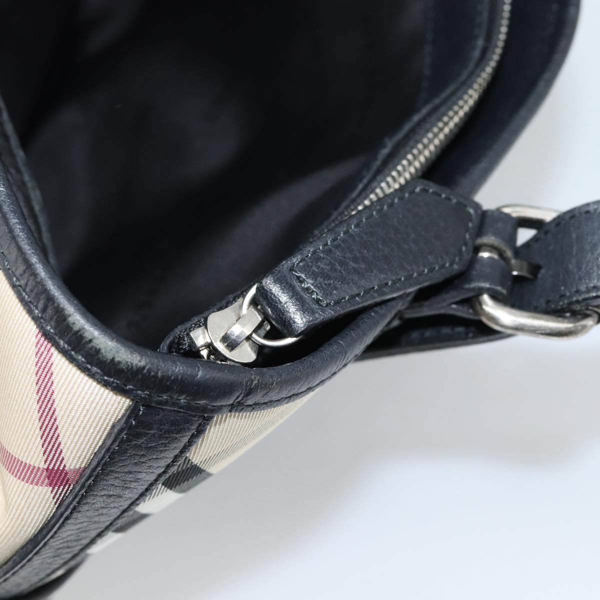BURBERRY Nova Check Tote Bag Canvas Beige Silver Auth 189960A