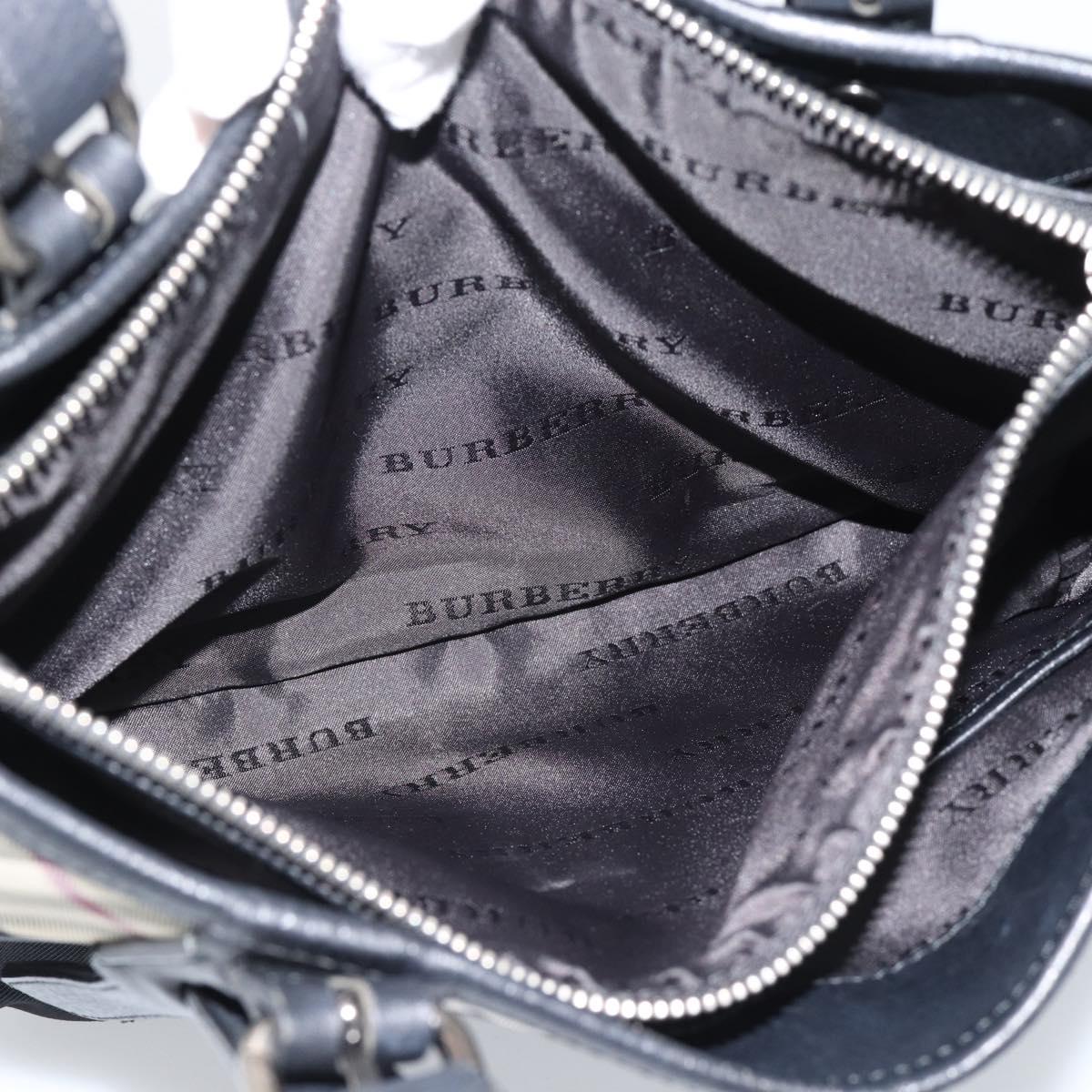 BURBERRY Nova Check Tote Bag Canvas Beige Silver Auth 189960A
