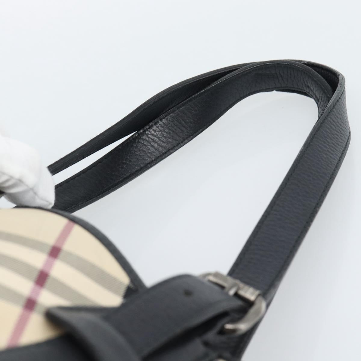 BURBERRY Nova Check Tote Bag Canvas Beige Silver Auth 189960A