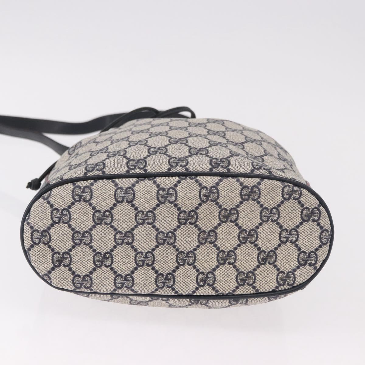 GUCCI GG Supreme Sherry Line Shoulder Bag PVC Navy Gold 41 02 034 Auth 189963