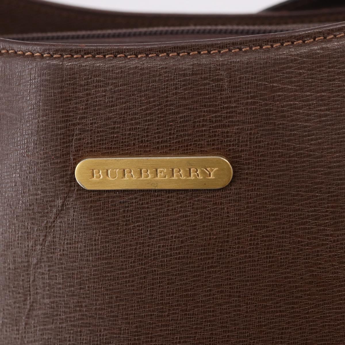 BURBERRY Shoulder Bag Leather Brown Gold Auth 189965
