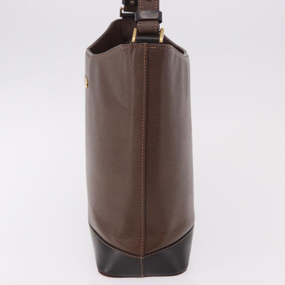 BURBERRY Shoulder Bag Leather Brown Gold Auth 189965