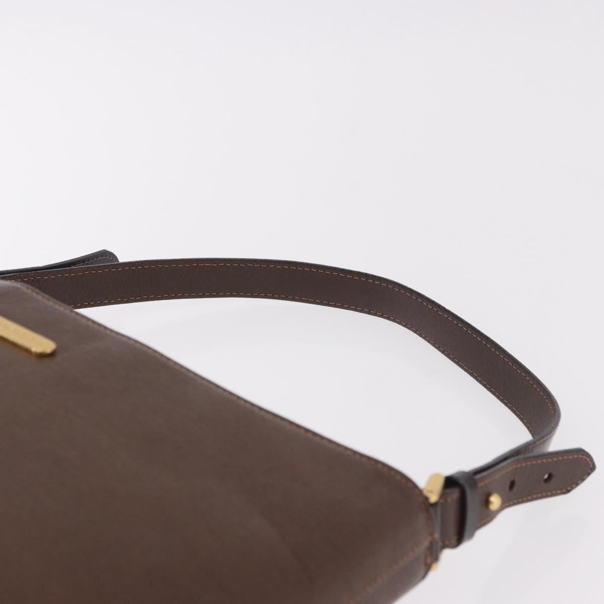 BURBERRY Shoulder Bag Leather Brown Gold Auth 189965
