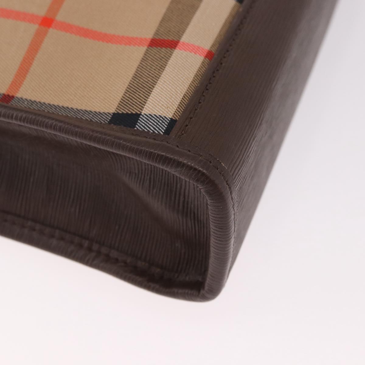 Burberrys Nova Check Clutch Bag Canvas Beige Gold Auth 189966