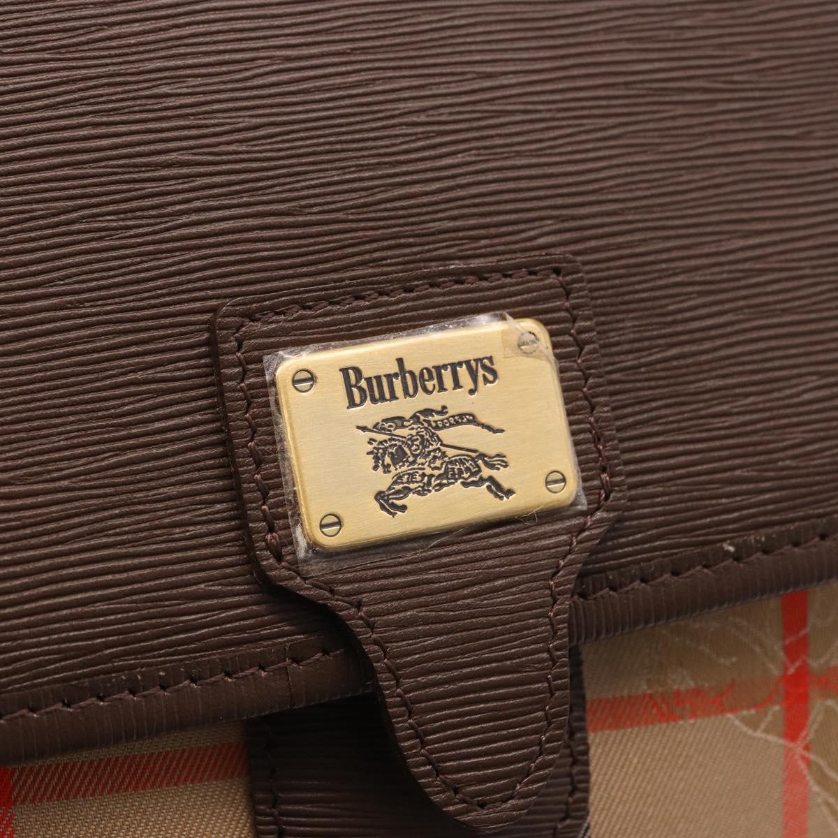 Burberrys Nova Check Clutch Bag Canvas Beige Gold Auth 189966