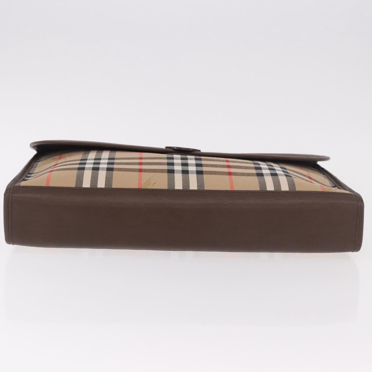 Burberrys Nova Check Clutch Bag Canvas Beige Gold Auth 189966
