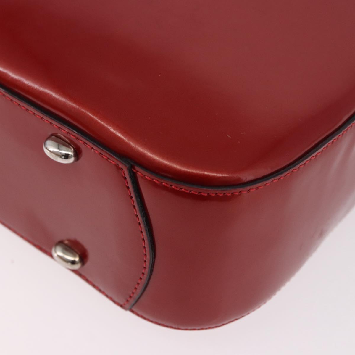 CELINE Star Ball Shoulder Bag Patent Leather Red Gold Auth 189968A