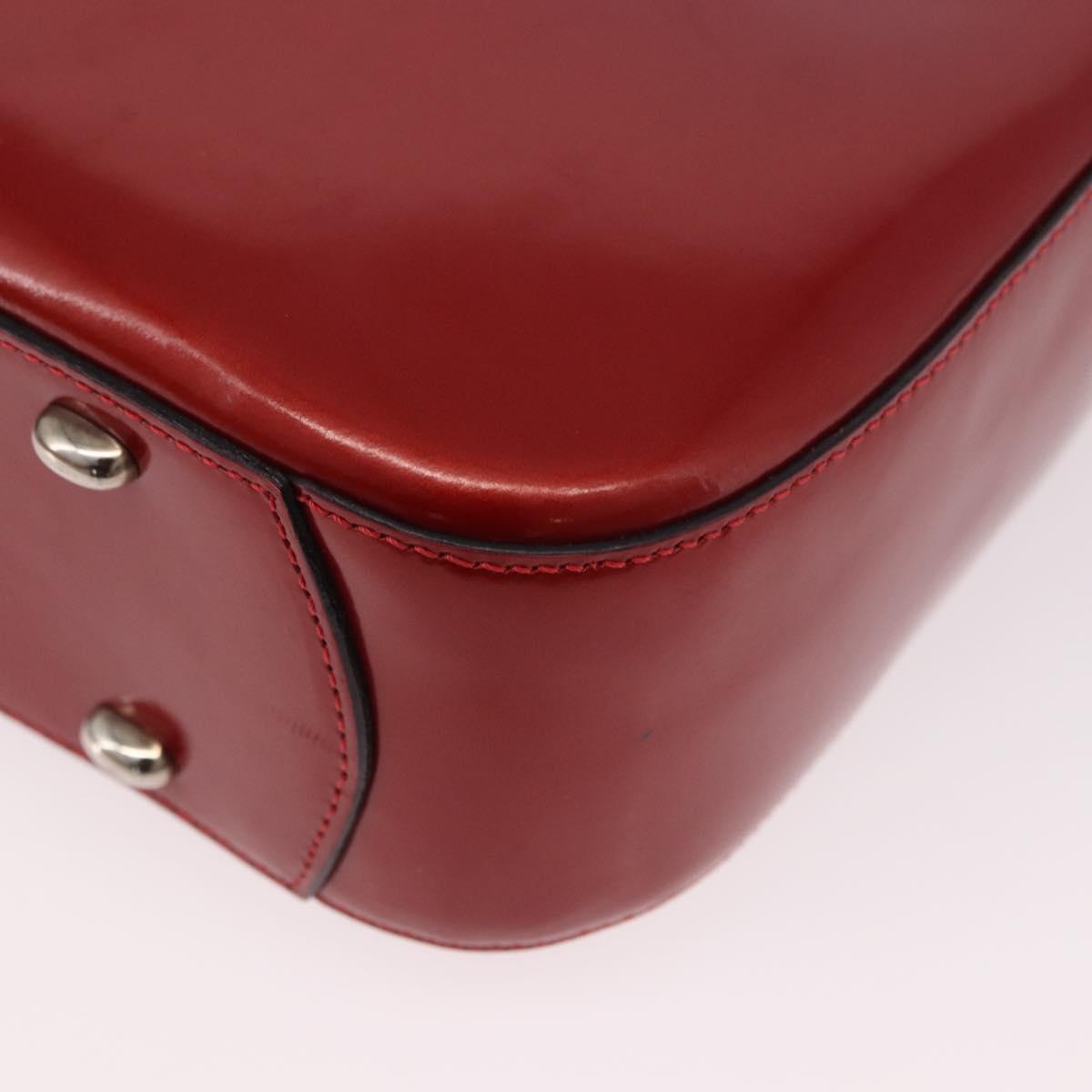 CELINE Star Ball Shoulder Bag Patent Leather Red Gold Auth 189968A