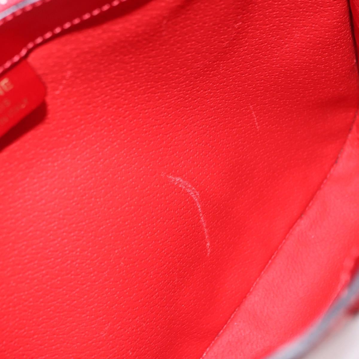 CELINE Star Ball Shoulder Bag Patent Leather Red Gold Auth 189968A