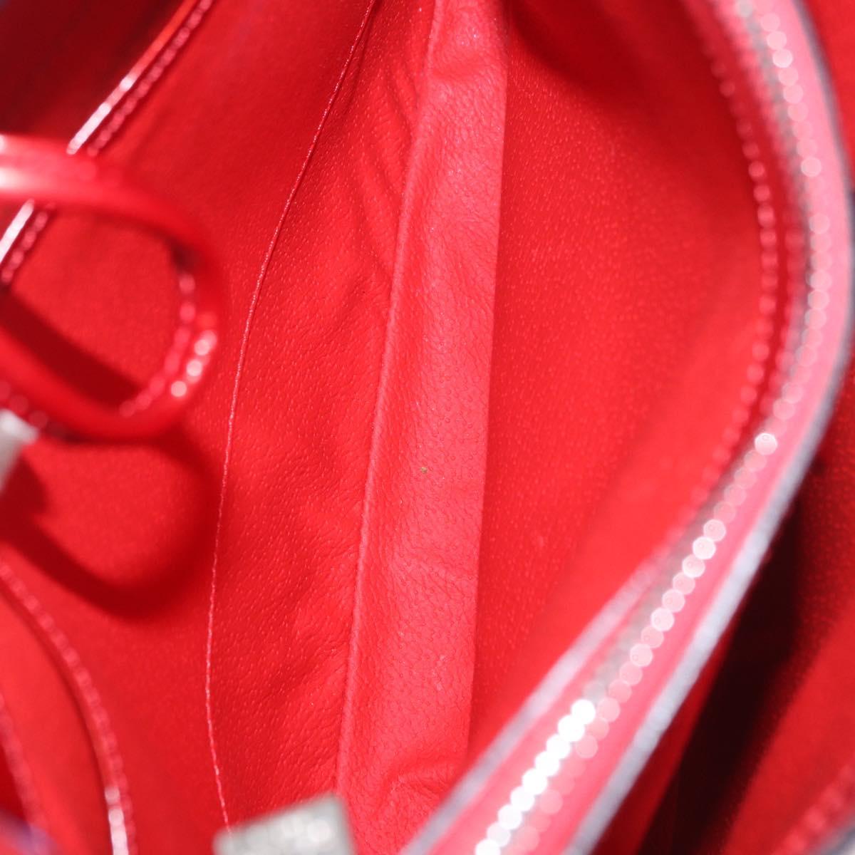 CELINE Star Ball Shoulder Bag Patent Leather Red Gold Auth 189968A