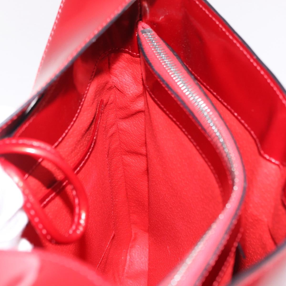 CELINE Star Ball Shoulder Bag Patent Leather Red Gold Auth 189968A