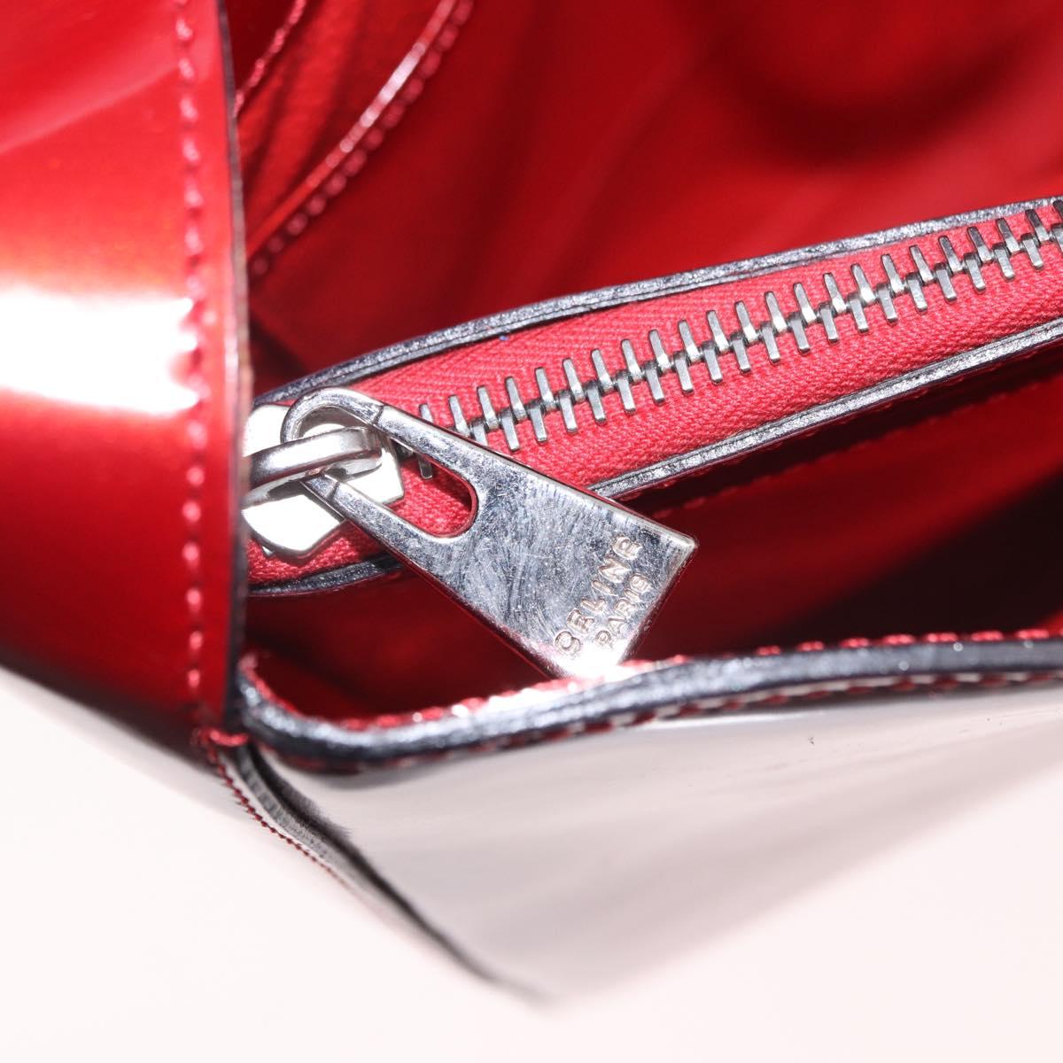 CELINE Star Ball Shoulder Bag Patent Leather Red Gold Auth 189968A