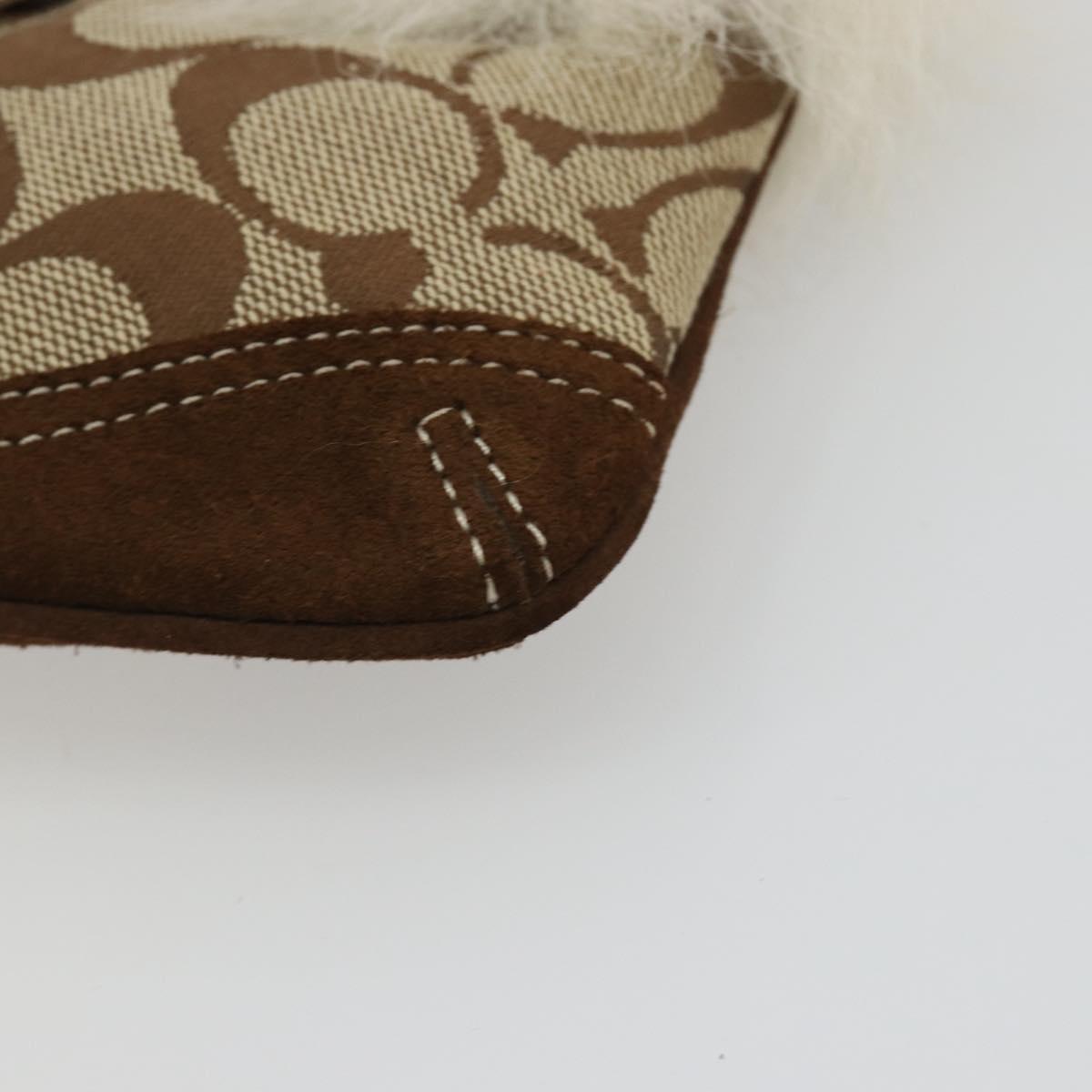 Coach Signature Accessory Pouch Canvas Beige Silver Auth 189969A