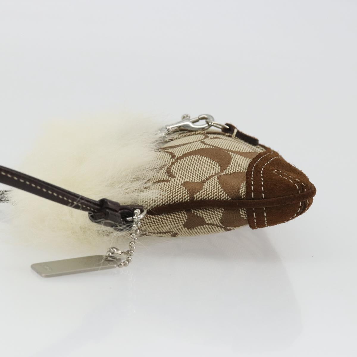 Coach Signature Accessory Pouch Canvas Beige Silver Auth 189969A