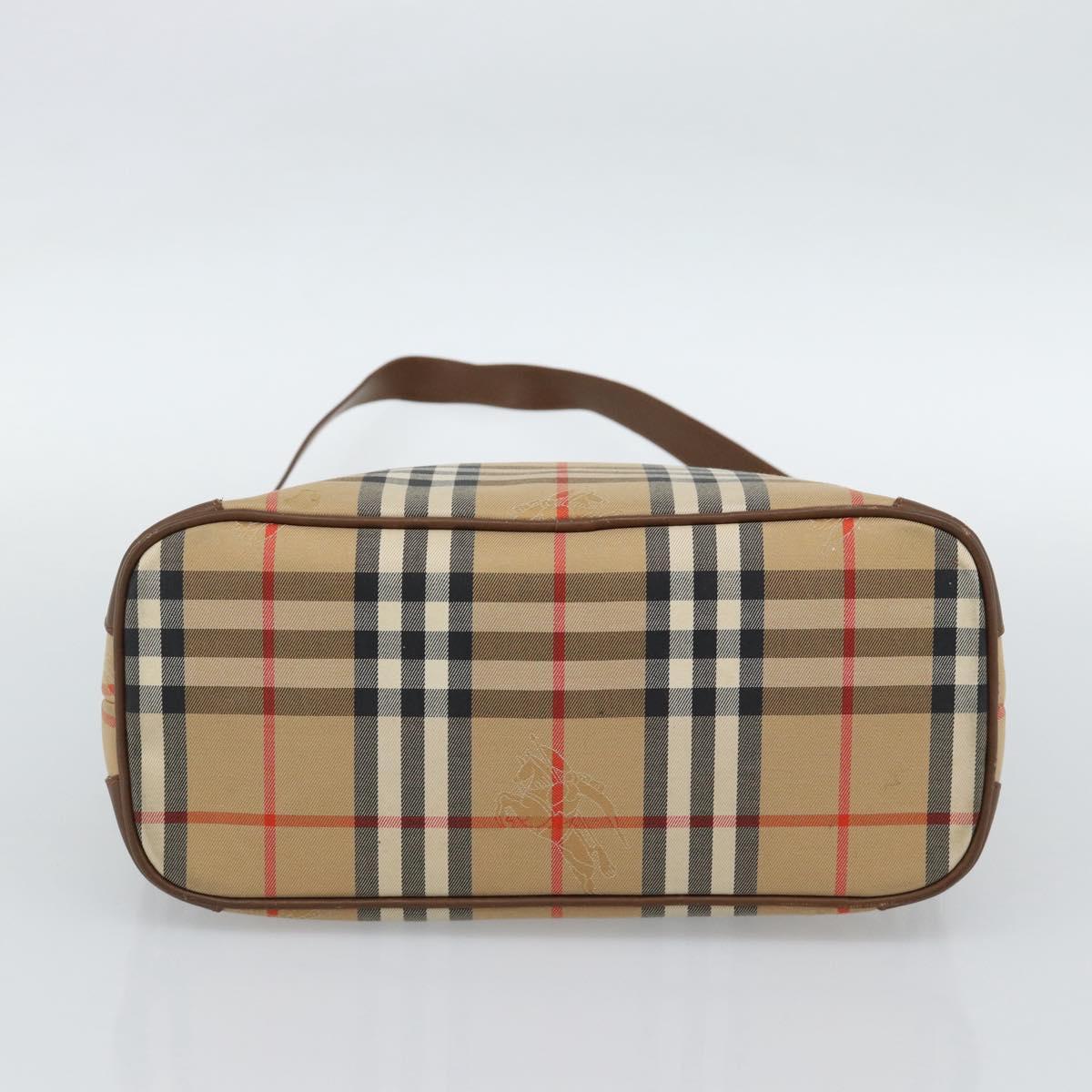Burberrys Nova Check Shoulder Bag Canvas Beige Gold Auth 189972A