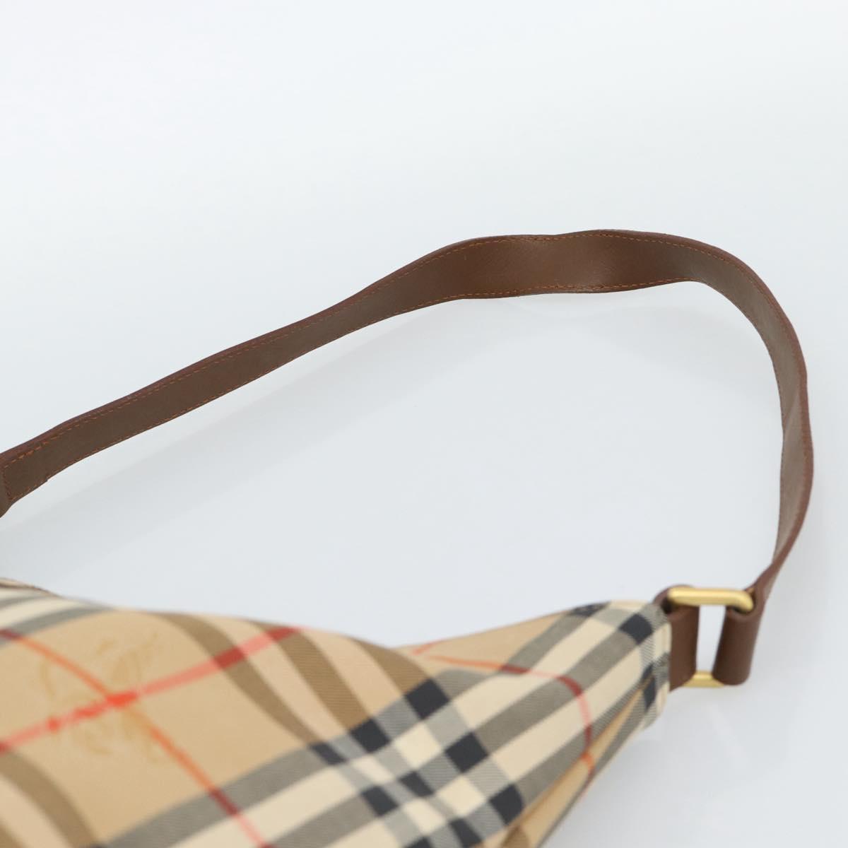 Burberrys Nova Check Shoulder Bag Canvas Beige Gold Auth 189972A