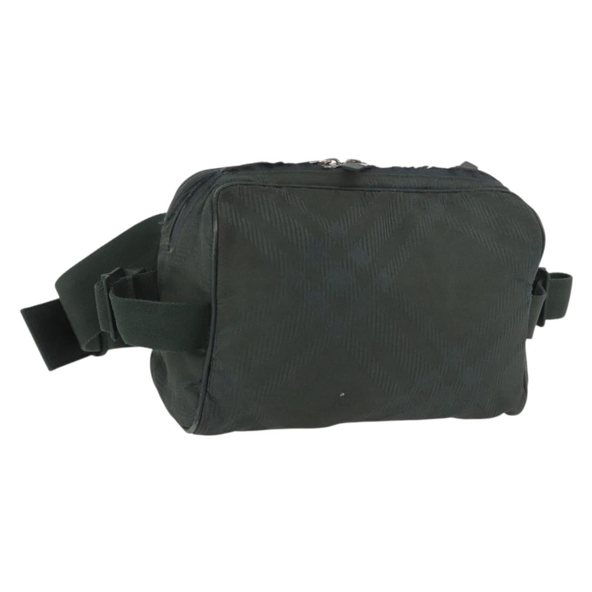 BURBERRY Nova Check Body Bag Nylon Green Silver Auth 189973