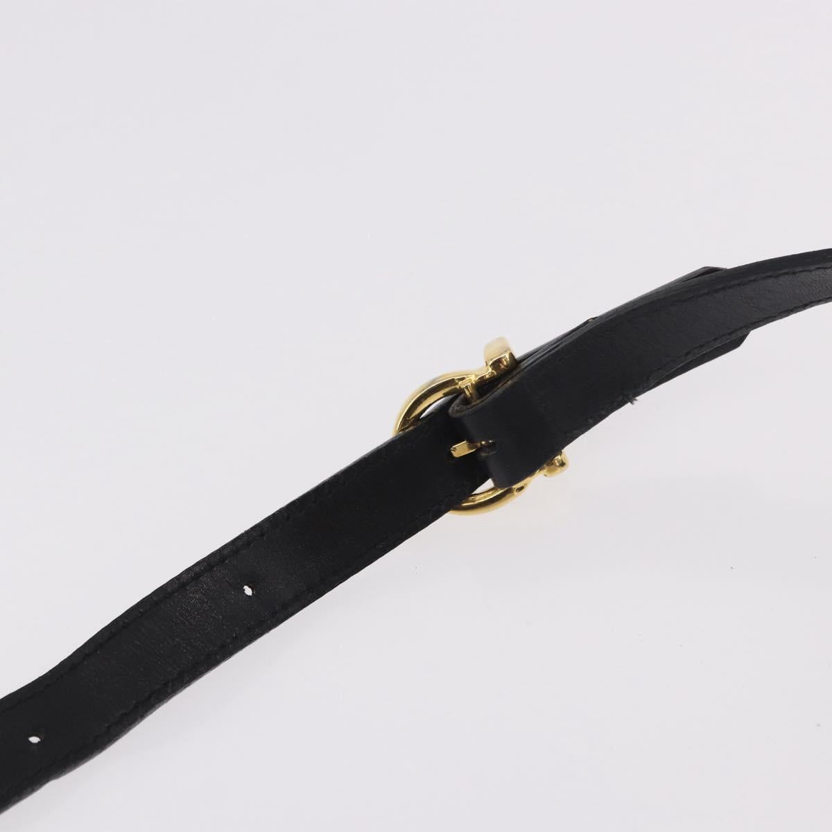 Salvatore Ferragamo Vala Shoulder Bag Leather Black Gold Auth 189974A