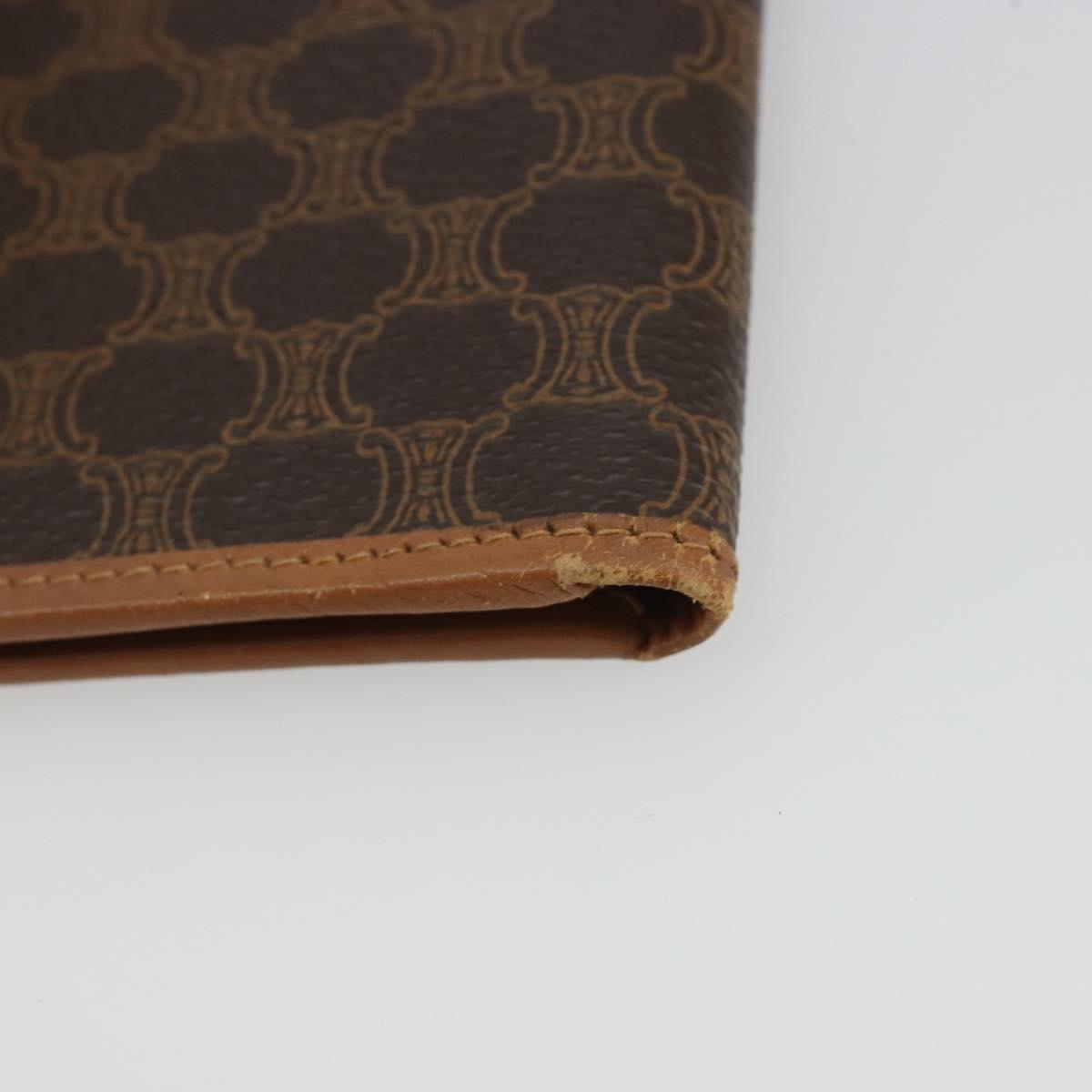 CELINE Macadam Canvas Compact Wallet PVC Leather Brown Auth 189986A
