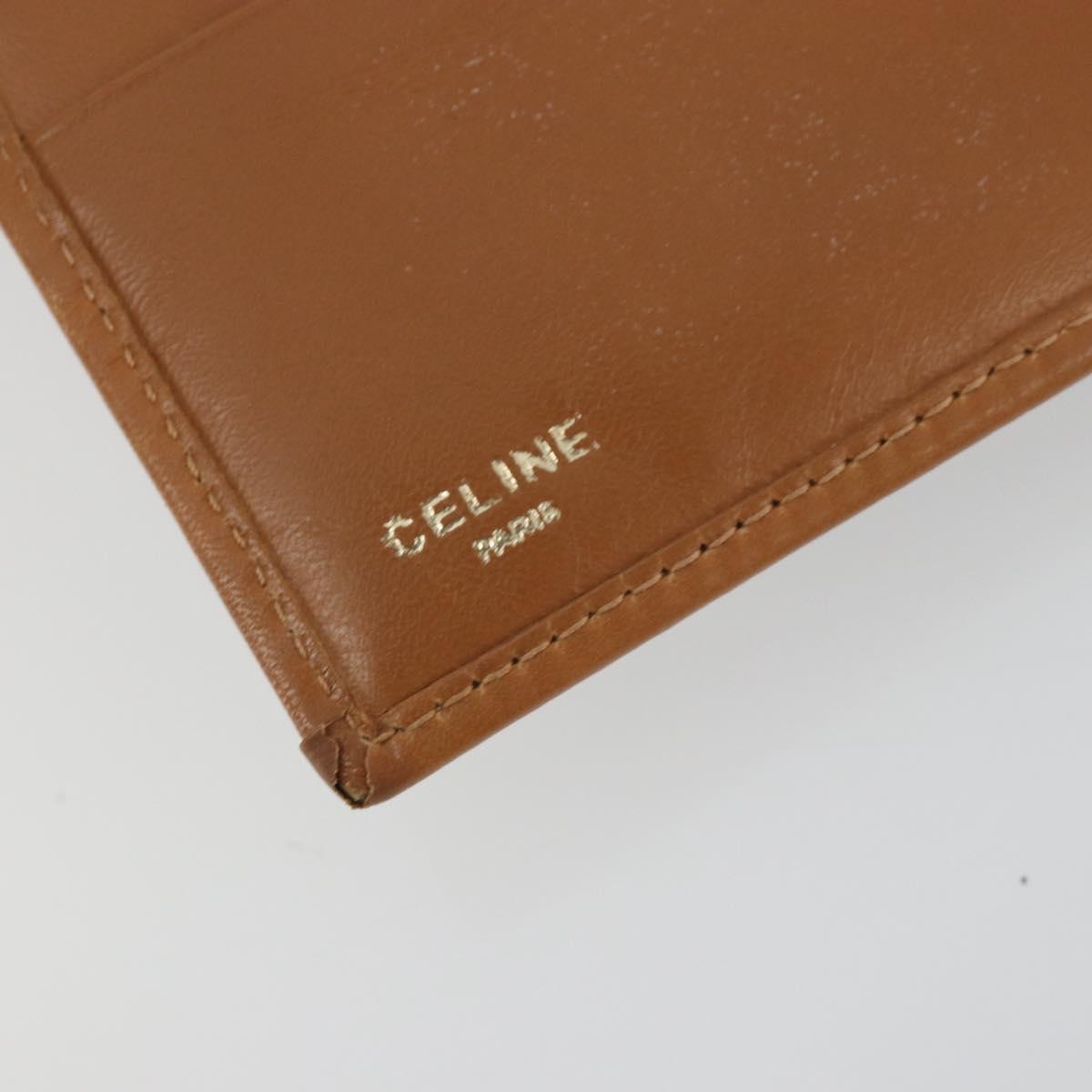 CELINE Macadam Canvas Compact Wallet PVC Leather Brown Auth 189986A