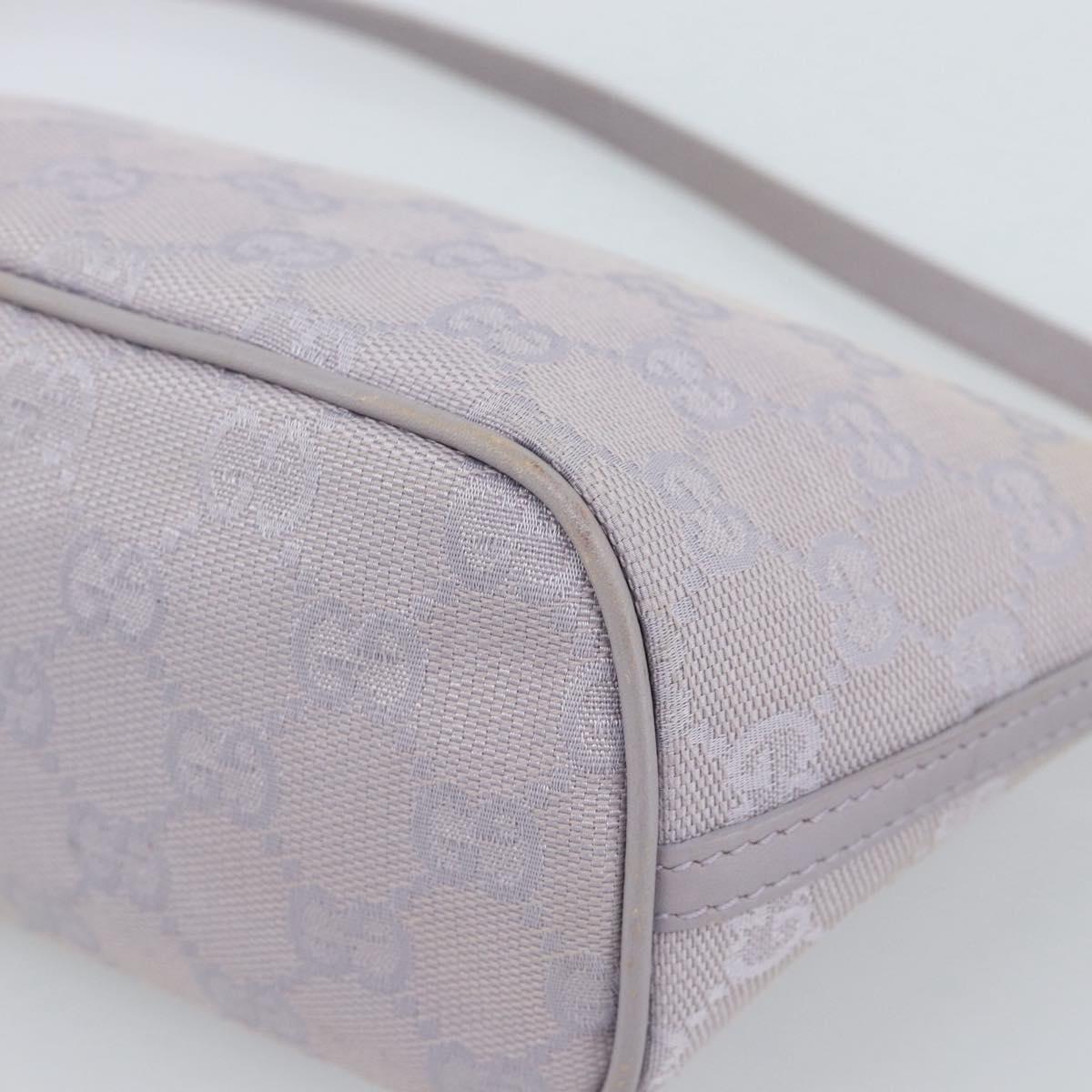 GUCCI GG Canvas Accessory Pouch Lavende Silver 07198 Auth 189988A