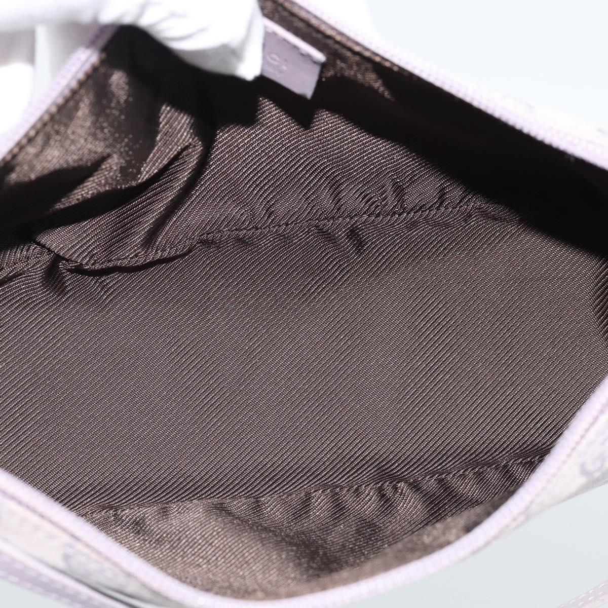 GUCCI GG Canvas Accessory Pouch Lavende Silver 07198 Auth 189988A