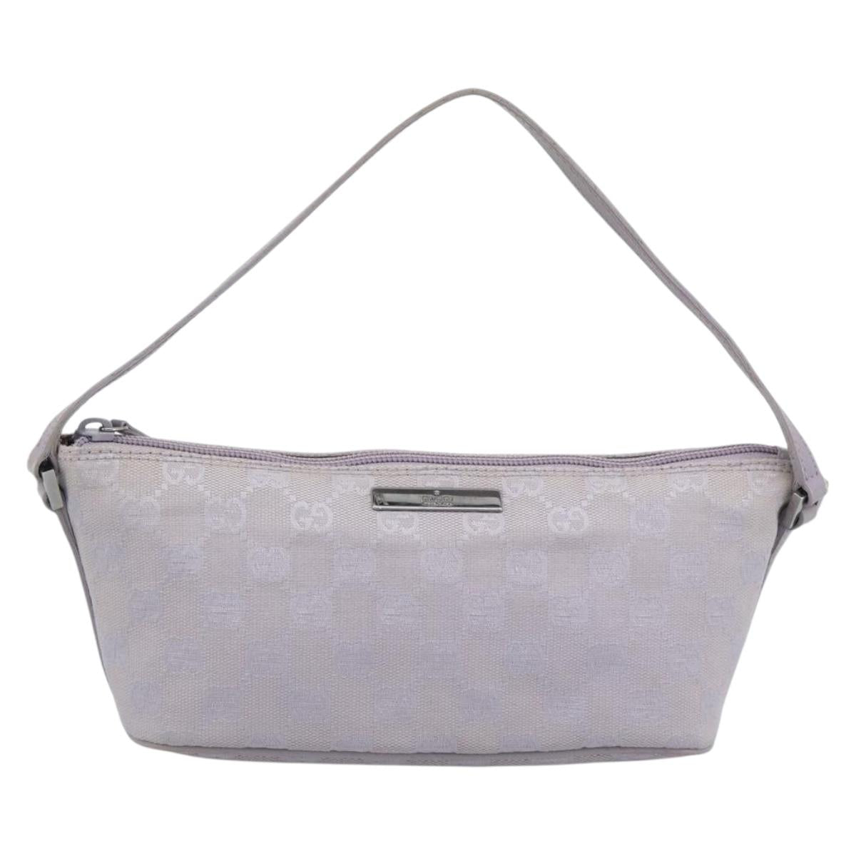 GUCCI GG Canvas Accessory Pouch Lavende Silver 07198 Auth 189988A