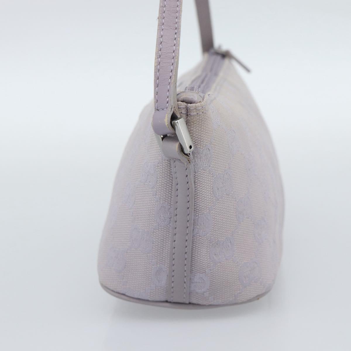 GUCCI GG Canvas Accessory Pouch Lavende Silver 07198 Auth 189988A
