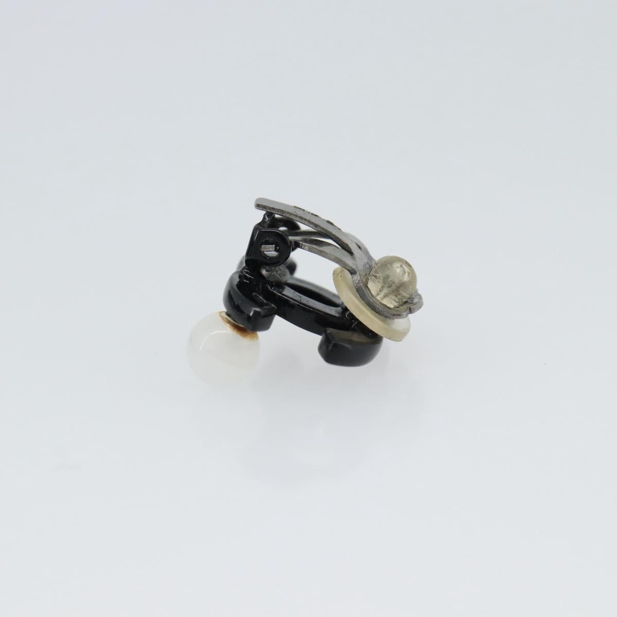 CHANEL COCO Mark Earring Metal Black CC Auth 189989A