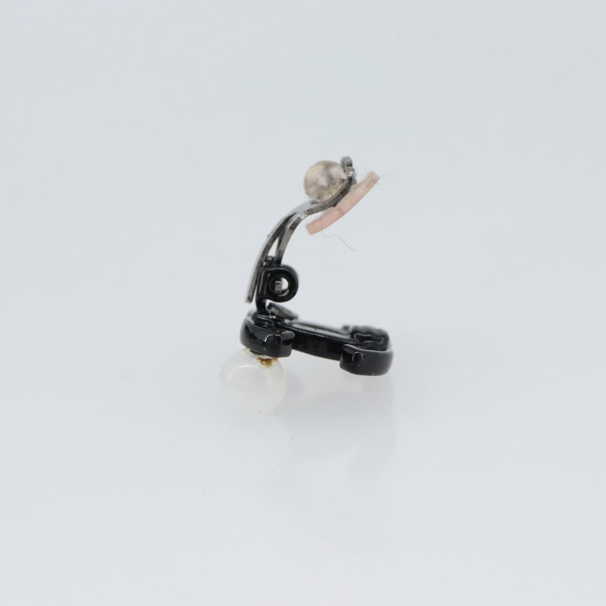 CHANEL COCO Mark Earring Metal Black CC Auth 189989A