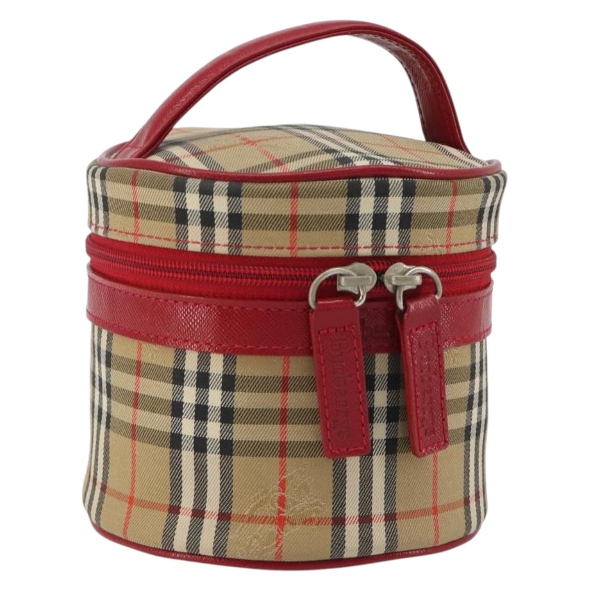 Burberrys Nova Check Vanity Canvas Beige Silver Auth 189990A