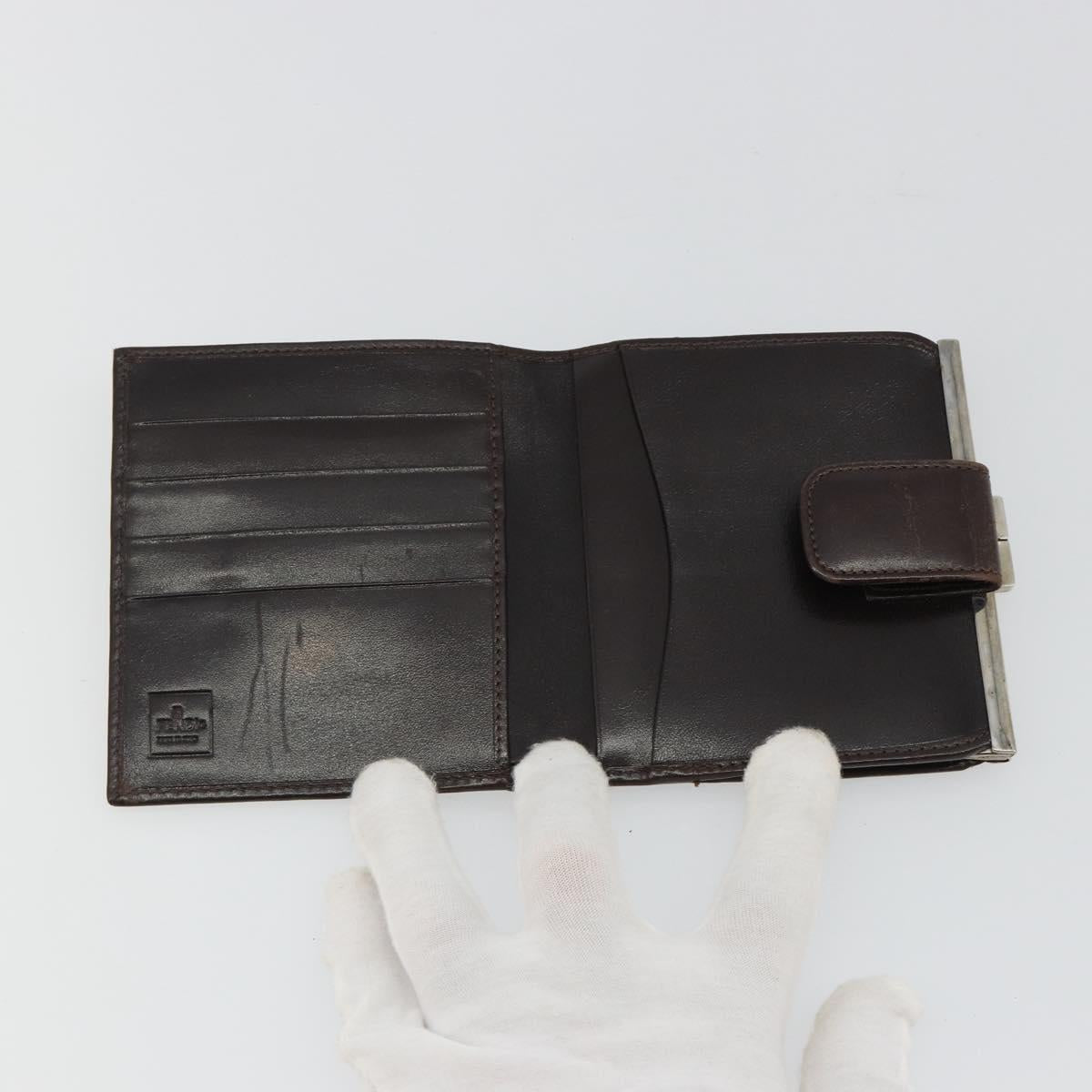 FENDI Zucca Canvas Compact Wallet Black Brown Auth 189991A