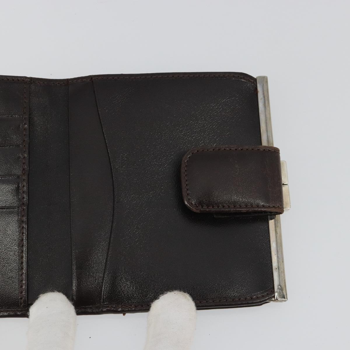 FENDI Zucca Canvas Compact Wallet Black Brown Auth 189991A