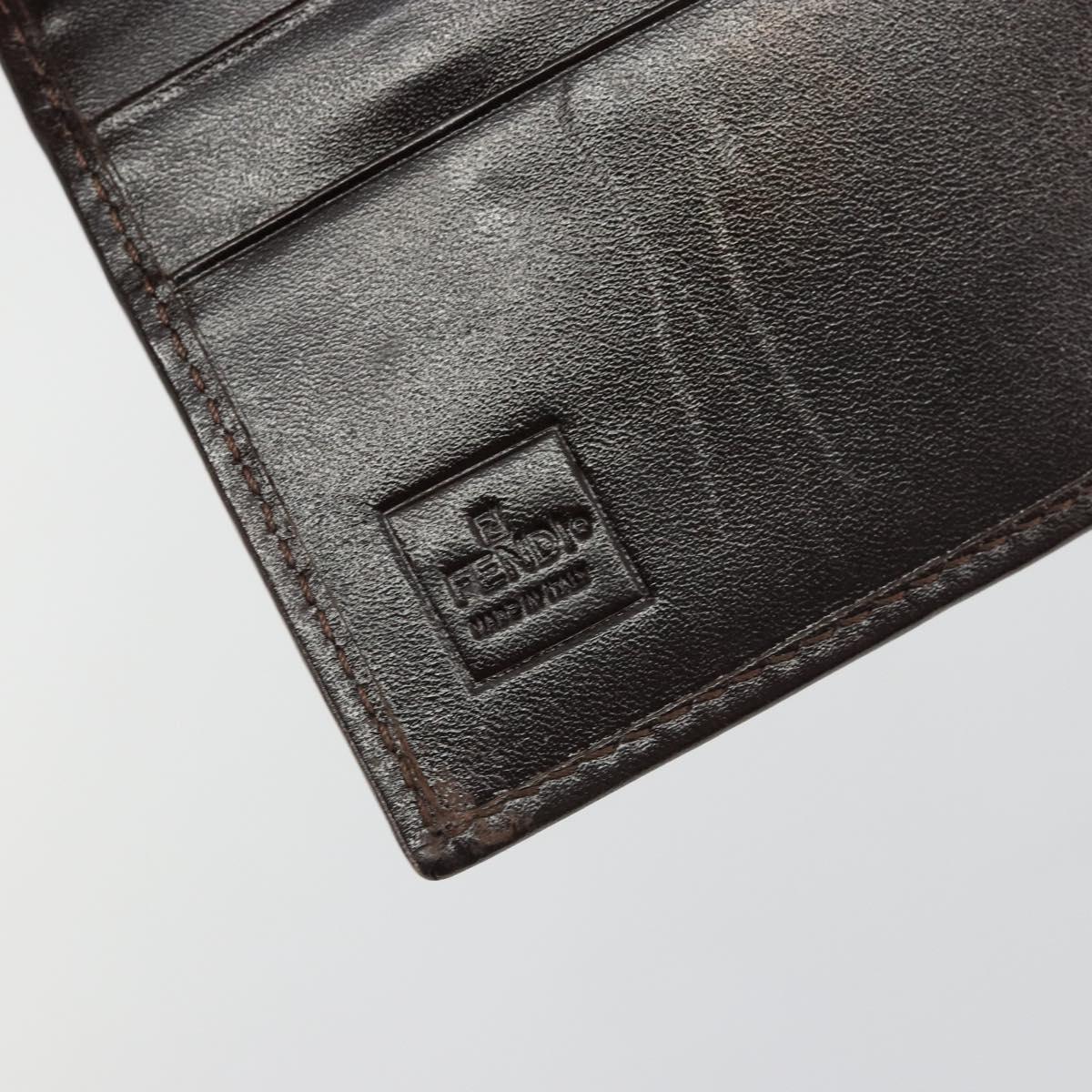 FENDI Zucca Canvas Compact Wallet Black Brown Auth 189991A