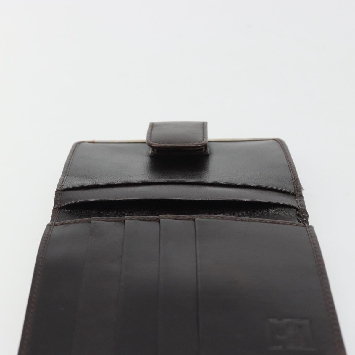 FENDI Zucca Canvas Compact Wallet Black Brown Auth 189991A