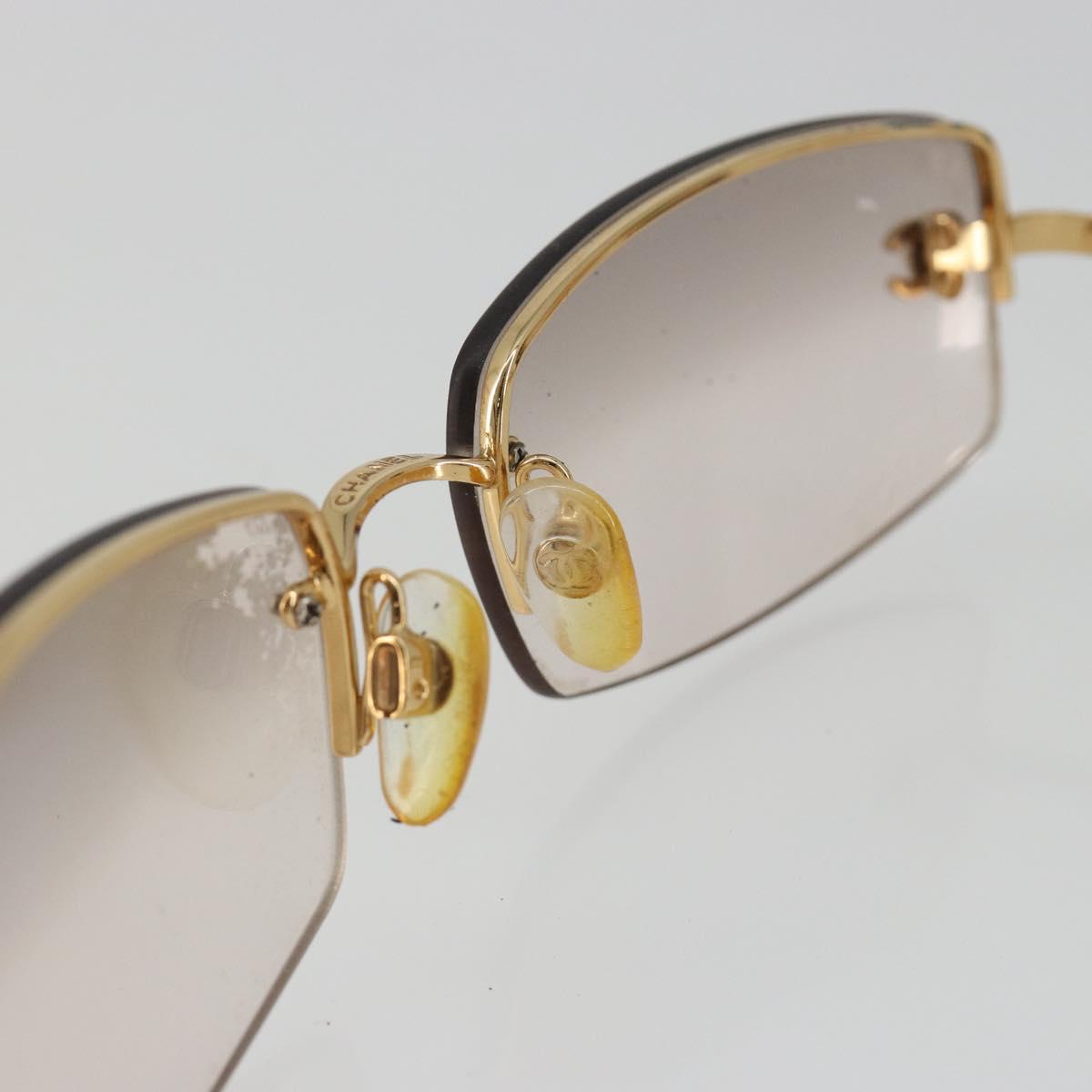 CHANEL COCO Mark Sunglasses Metal Gold Tone CC Auth 189994
