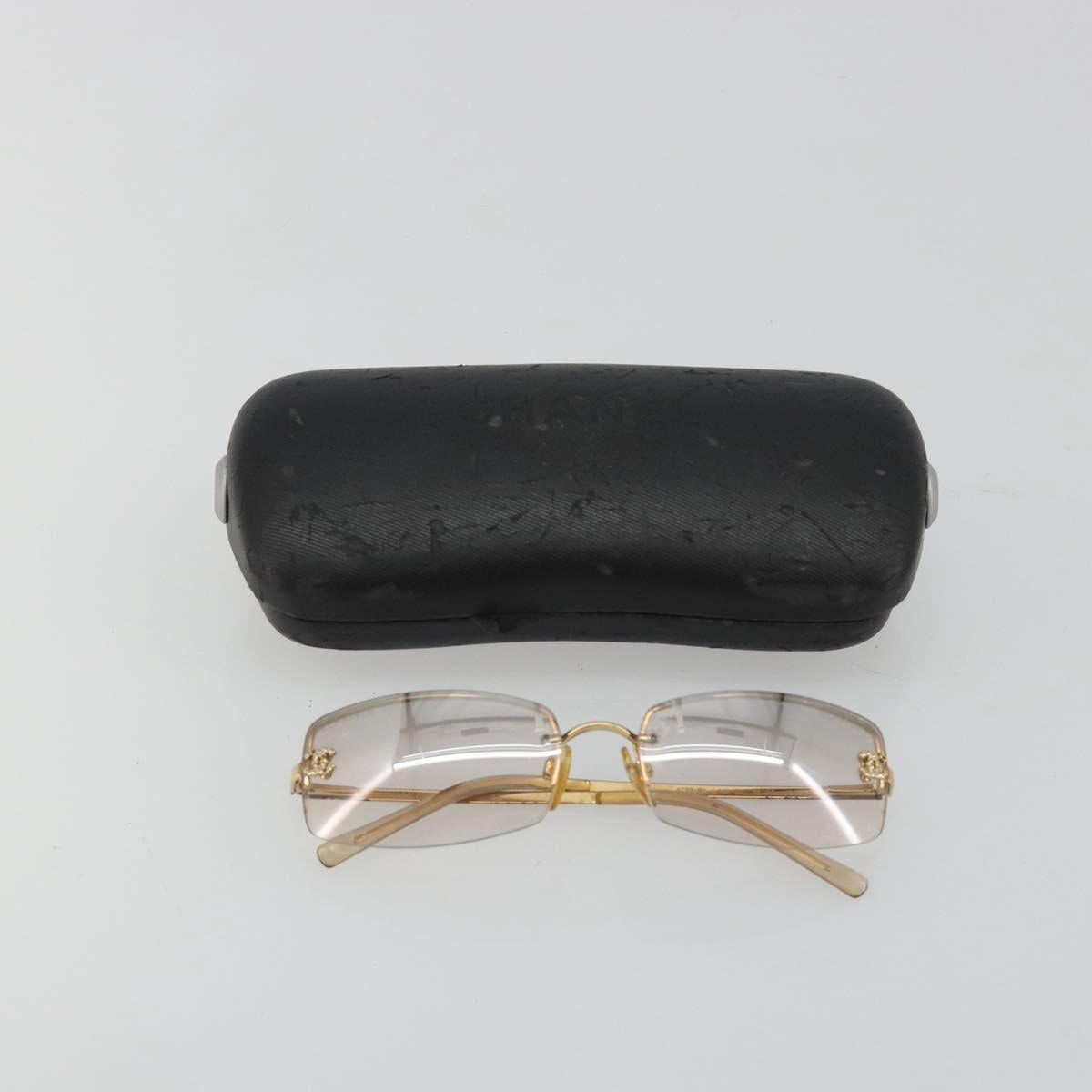CHANEL COCO Mark Sunglasses Metal Gold Tone CC Auth 189994