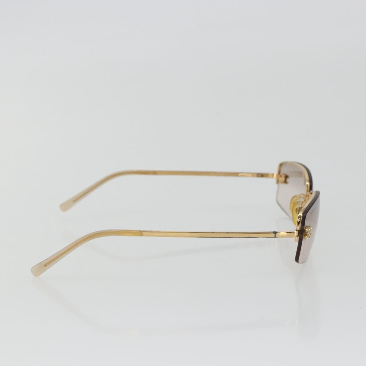 CHANEL COCO Mark Sunglasses Metal Gold Tone CC Auth 189994