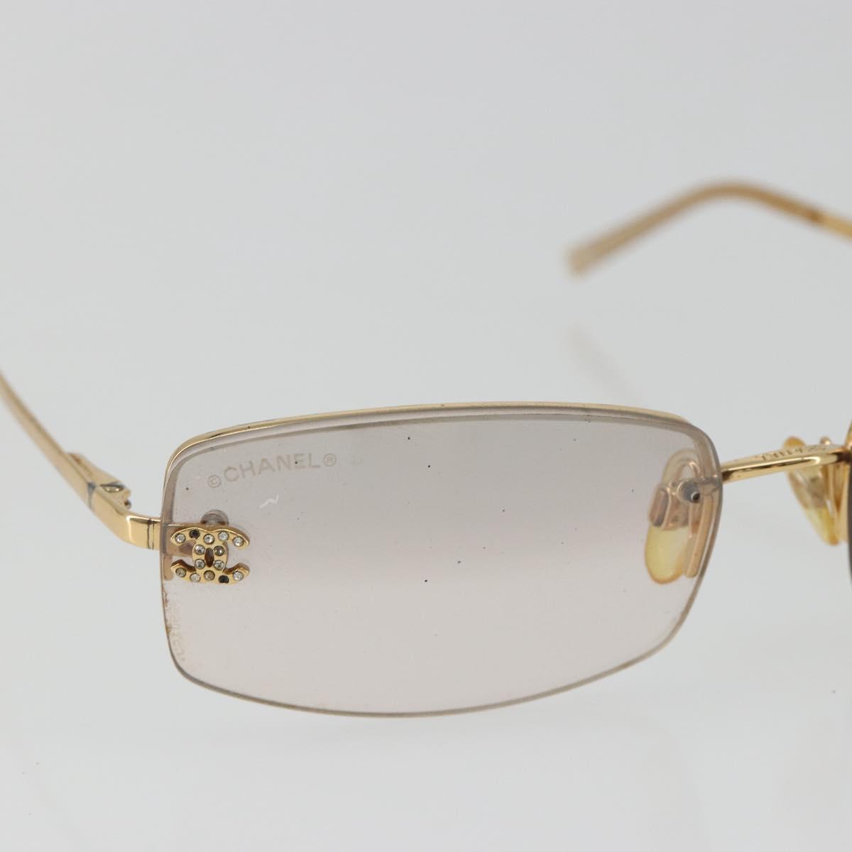 CHANEL COCO Mark Sunglasses Metal Gold Tone CC Auth 189994