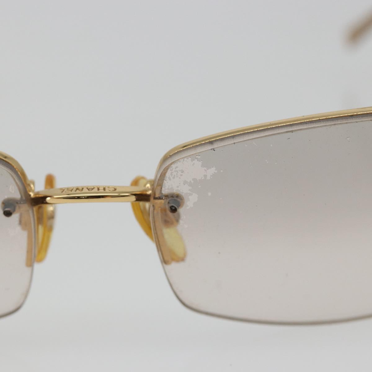 CHANEL COCO Mark Sunglasses Metal Gold Tone CC Auth 189994