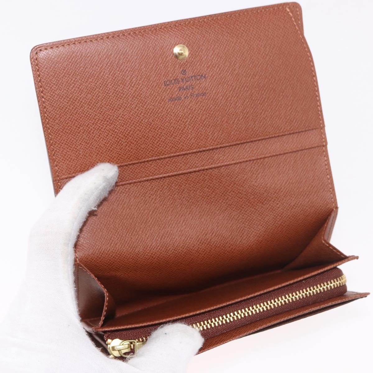 LOUIS VUITTON Monogram Porte Monnaie Billets Tresor Wallet M61730 Auth 189995A