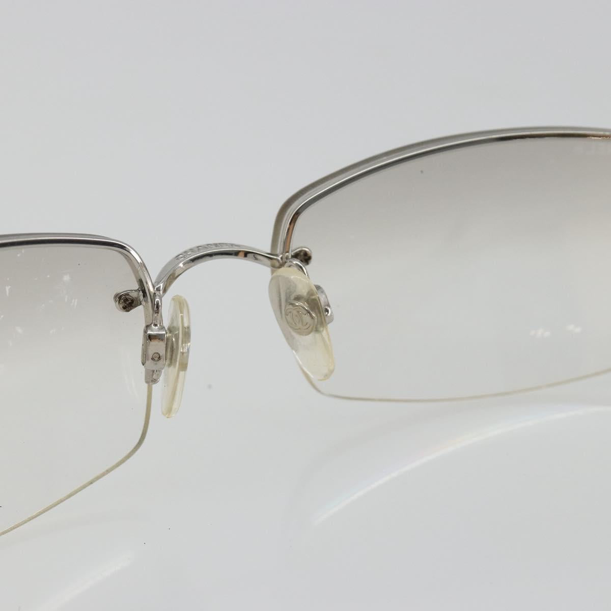 CHANEL COCO Mark Sunglasses Metal Silver CC Auth 189996