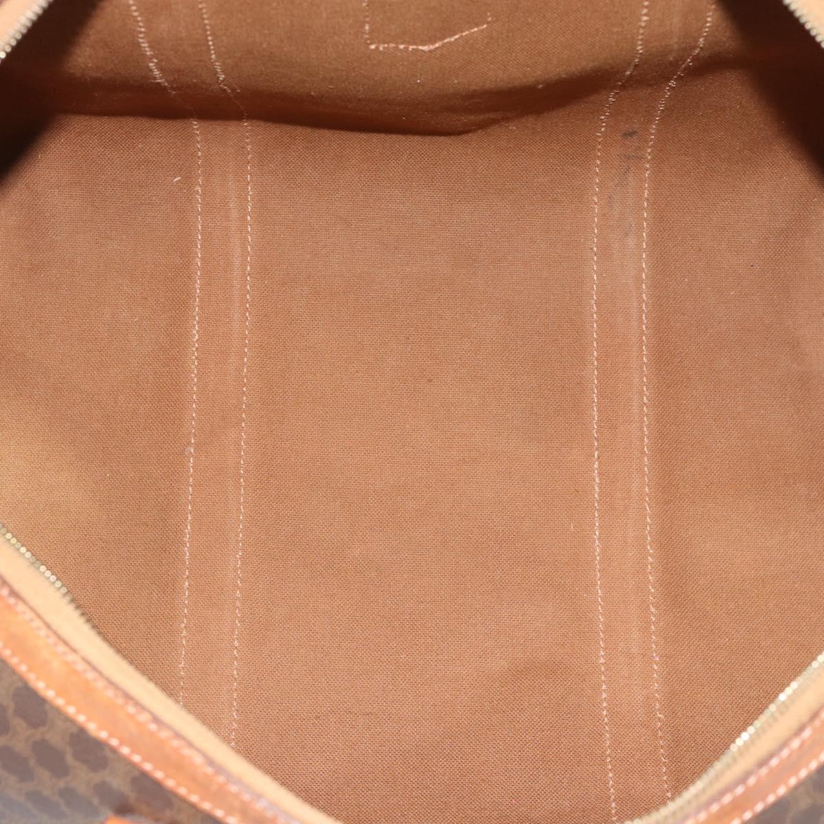 CELINE Macadam Canvas Boston Bag PVC Leather 2 Set Brown Gold Auth 190000