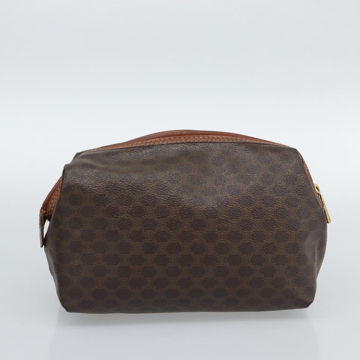 CELINE Macadam Canvas Boston Bag PVC Leather 2 Set Brown Gold Auth 190000