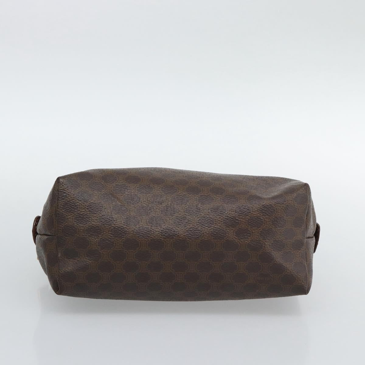 CELINE Macadam Canvas Boston Bag PVC Leather 2 Set Brown Gold Auth 190000