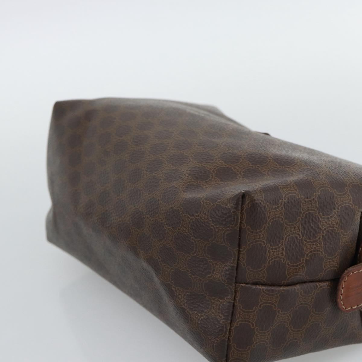 CELINE Macadam Canvas Boston Bag PVC Leather 2 Set Brown Gold Auth 190000